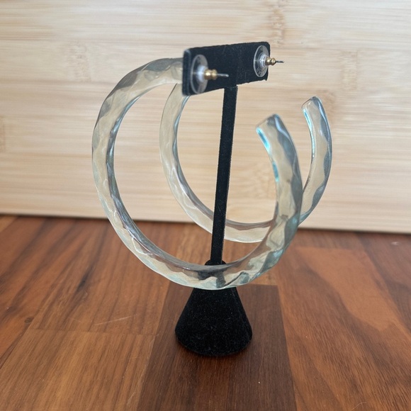 BaubleBar Light Ice Blue Acrylic Large Hoop Earrings - Picture 4 of 6